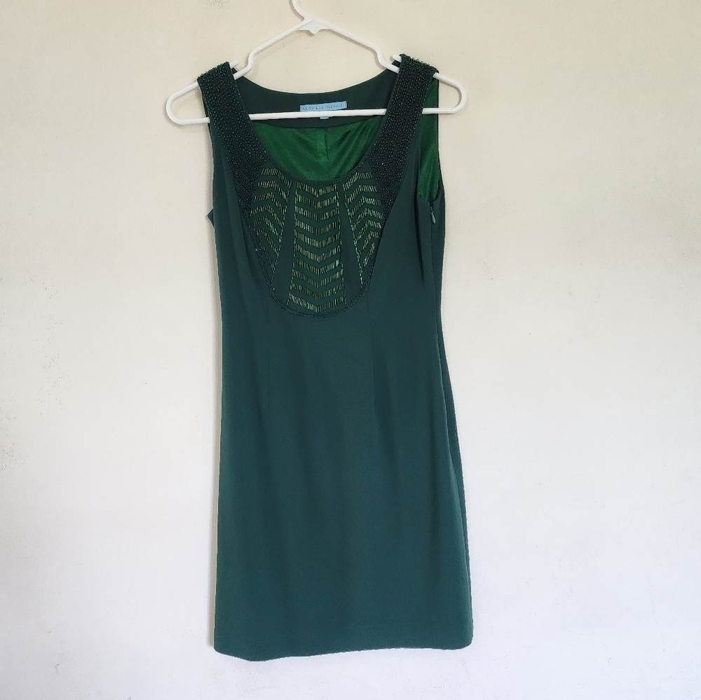 Antonio Melani Midnight Radiance Beaded Emerald Green Evening Dress size 0